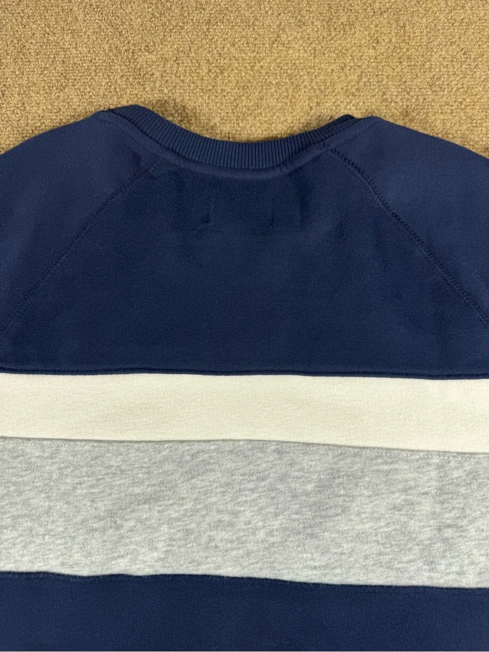 Goodfellow & Co Sweatshirt Navy Blue, White and Grey Stripe Men's Pullover Large